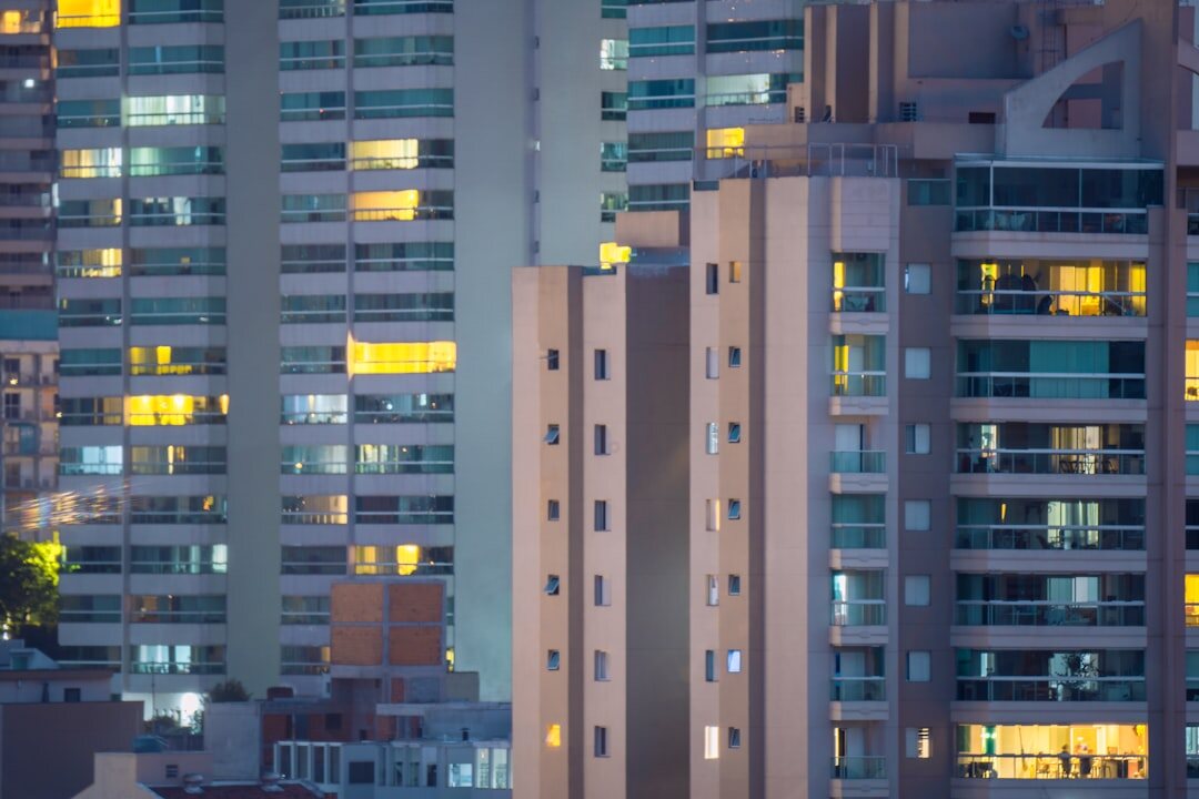 Sao Paulo city skyline with Avenida Paulista buildings at dusk